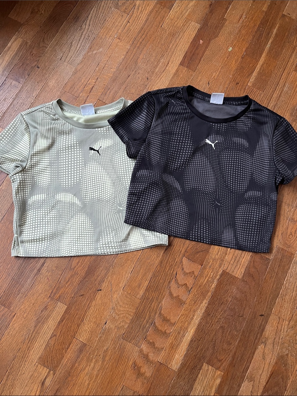 Puma Short Sleeve Crop Tee Duo — Black and Light Green - m